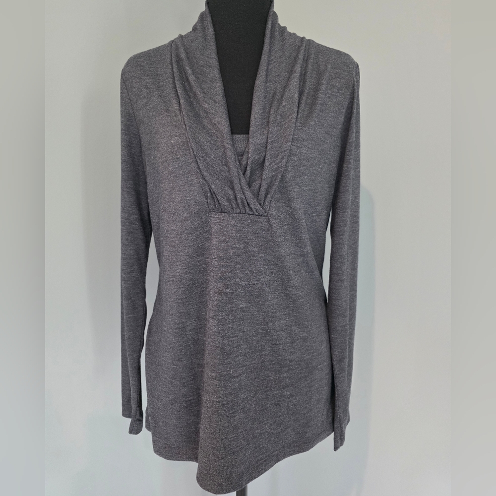 Gray Drape Neck Women's Top